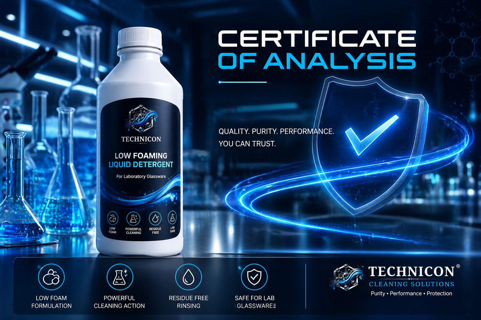 Low Foaming Liquid Detergent for Laboratory Glassware