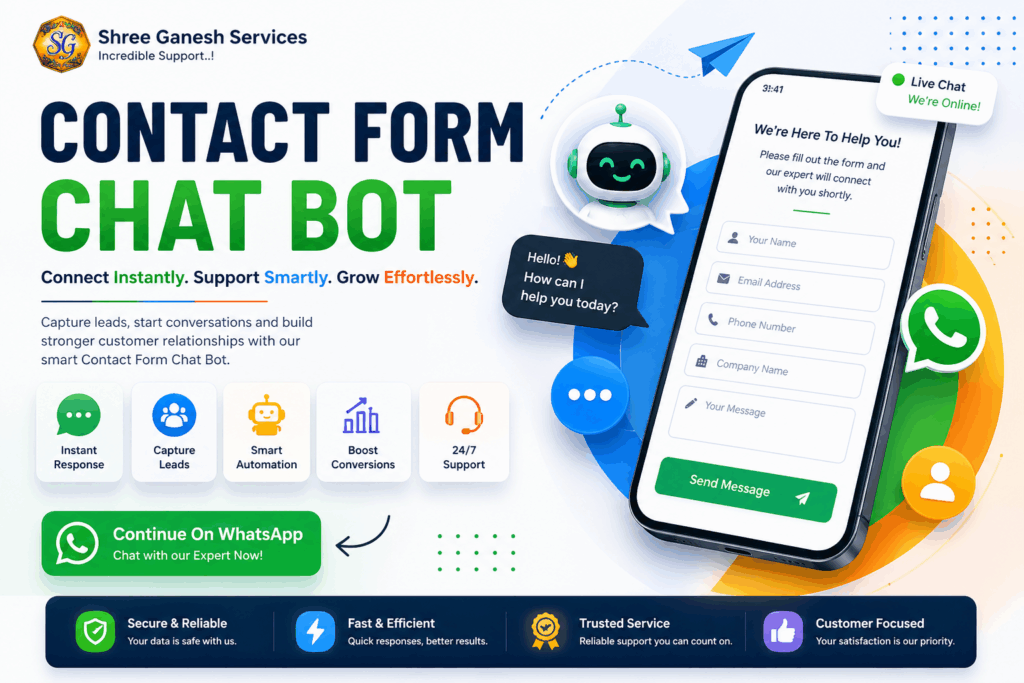 Contact Form Chat Bot with WhatsApp integration for instant customer support and lead generation
